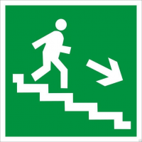 Направление к эвакуационному выходу по лестнице вниз (правосторонний)